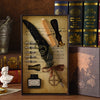 Steampunk Creative Feather Pen Set with 5 Nibs Ink Bottle Stamp 