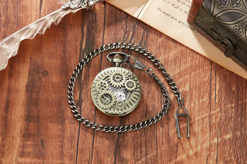 Steampunk Unique Copper Vintage Mechanical Pocket Watch 