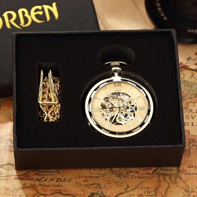 Steampunk Mechanical Luxury Antique Skeleton Mechanical Pocket Watch 