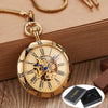 Steampunk Unique Luxury Copper Silver Automatic Mechanical Pocket Watch Clock Fob Chain Watch Men Roman Numbers Clock High Quality Pocket Watches