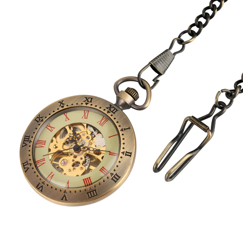 Steampunk Unique Vintage Bronze  Mechanical pocket watch 