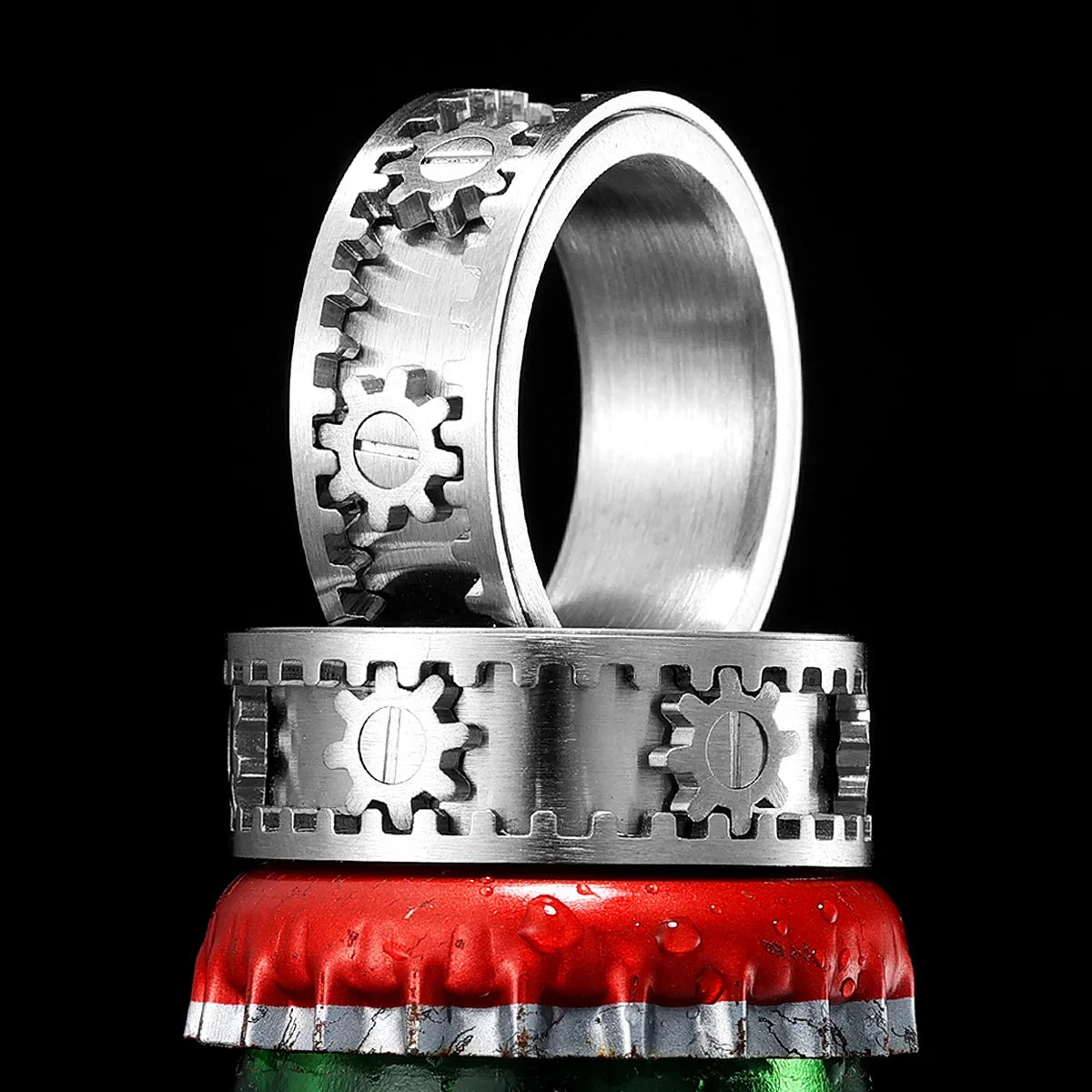 fidget ring gears Steampunk Ring Fidget Spinner Gear Rings Stainless Steel – Steampunk wonders