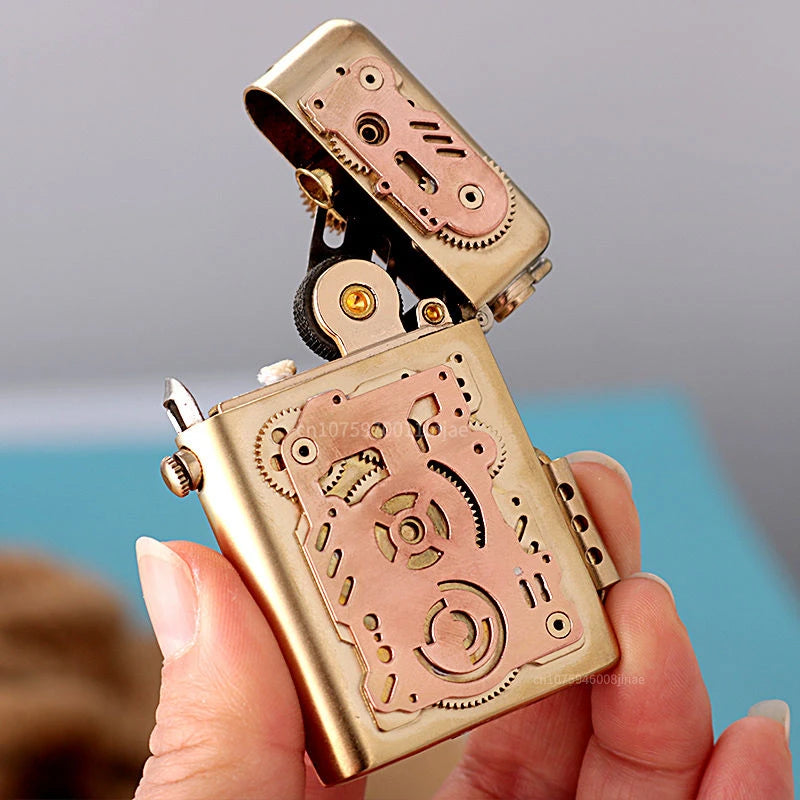 metal gear solid lighter Steampunk Lighter Steampunk Gear Mechanical lighter Pure Copper – Steampunk wonders