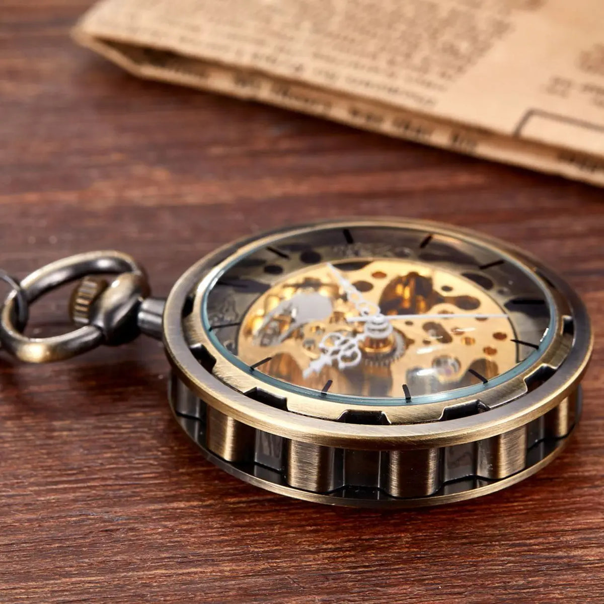 Steampunk Retro  Skeleton Mechanical Fob Pocket Watch 