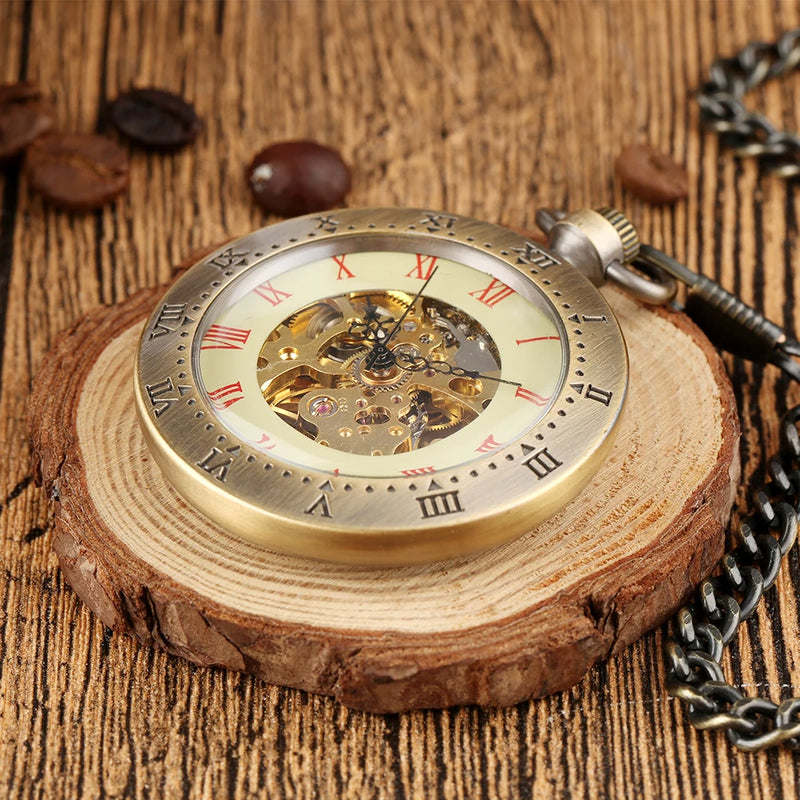 Steampunk Unique Vintage Bronze  Mechanical pocket watch 