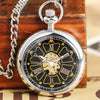 Unique Vintage Mechanical Pocket Watch Men Bronze Roman Number Dial Steampunk FOB Chain Hollow Skeleton Steampunk Clock Watches