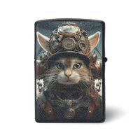 Steampunk lighter Zippo case cat