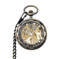 Steampunk Retro  Skeleton Mechanical Fob Pocket Watch 