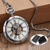 Steampunk Unique Luxury Copper Silver Automatic Mechanical Pocket Watch Clock Fob Chain Watch Men Roman Numbers Clock High Quality Pocket Watches