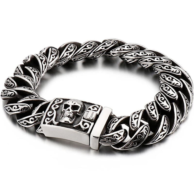 Steampunk  Skull Bracelets for Men in Titanium Stainless Steel 