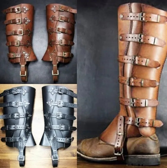 Steampunk boots  Gaiter Medieval Half Chaps Shin Guard Armor