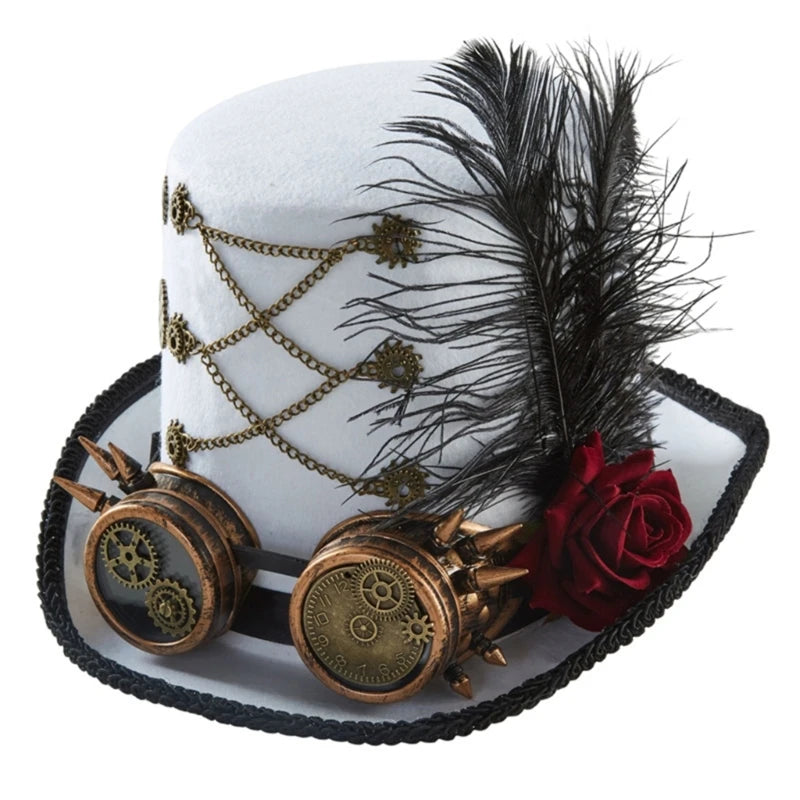 Steampunk Hat Steampunk time Traveler with Goggles Red