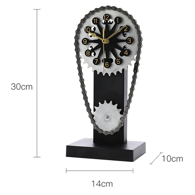 Vintage Chain Gear Rotating Clock Mechanical Wind Art Hands Desktop Clocks Restaurant Bar Personalized Decorative Ornaments