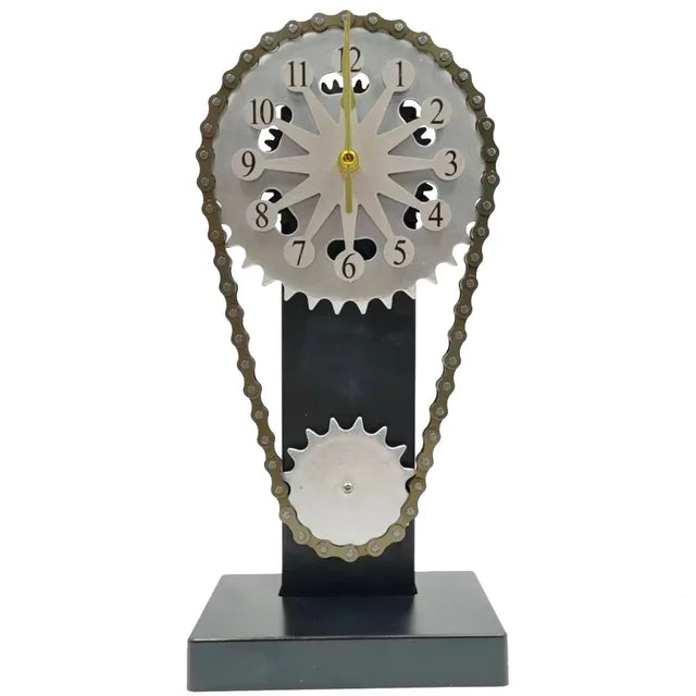 Vintage Chain Gear Rotating Clock Mechanical Wind Art Hands Desktop Clocks Restaurant Bar Personalized Decorative Ornaments