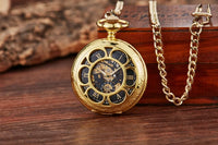 Steampunk Unique Vintage Wood Circel Gear Dial Bronze Antique Old Mechanical Pocket Watch 