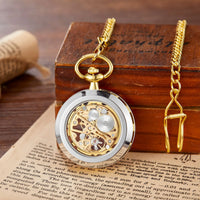 Steampunk Retro  Skeleton Mechanical Fob Pocket Watch 