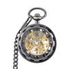 Steampunk Retro  Skeleton Mechanical Fob Pocket Watch 