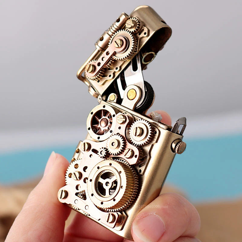 metal gear solid lighter Steampunk Lighter Steampunk Gear Mechanical lighter Pure Copper – Steampunk wonders