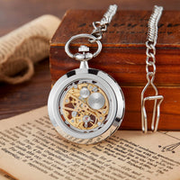 Steampunk Retro  Skeleton Mechanical Fob Pocket Watch 