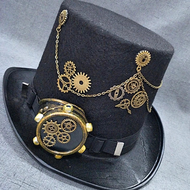 Victorian Steampunk Top Hat with Goggles