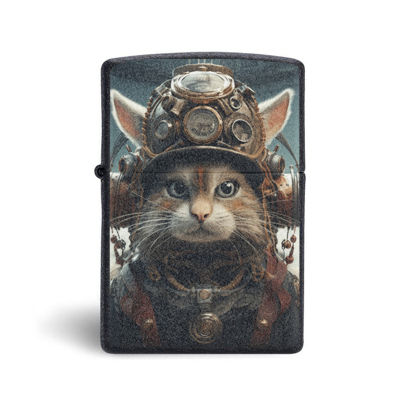 Steampunk lighter Zippo case cat