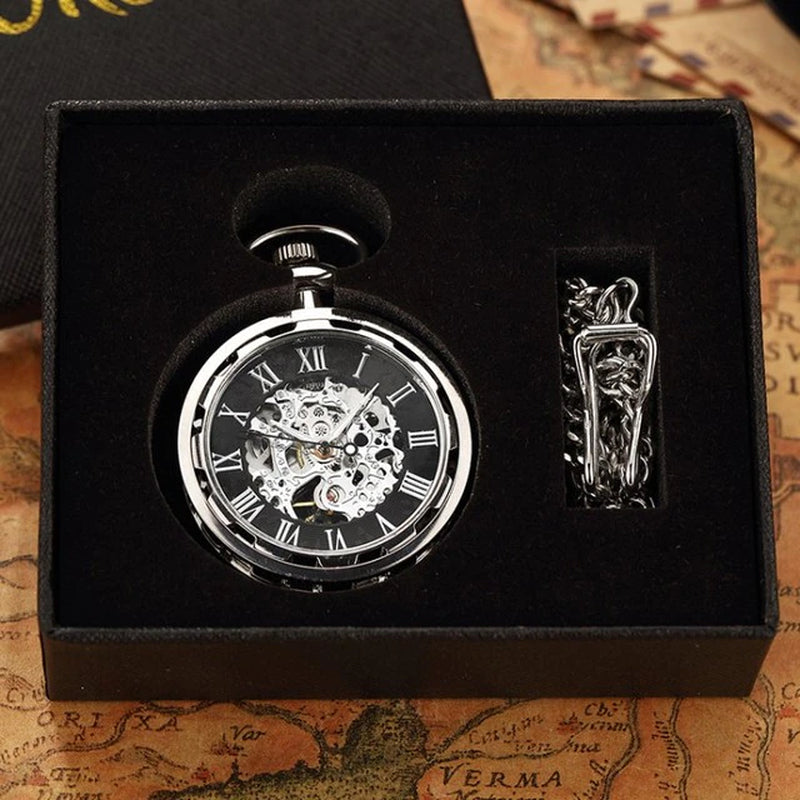 Steampunk Mechanical Luxury Antique Skeleton Mechanical Pocket Watch 