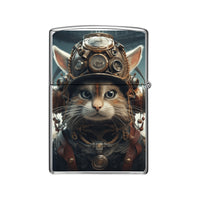 Steampunk lighter Zippo case cat