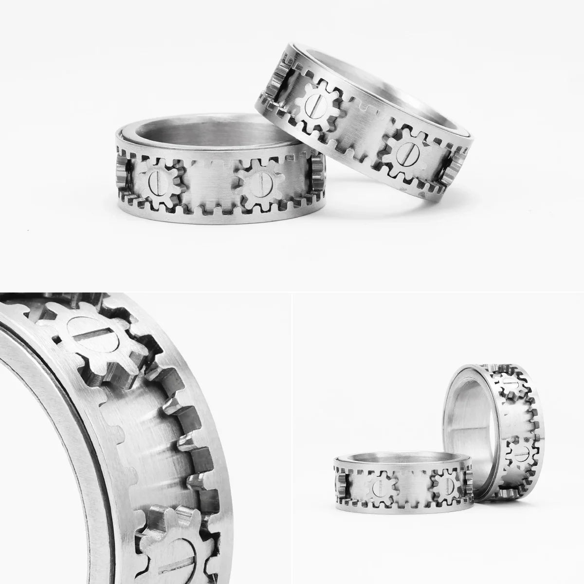 kinect gear ring Steampunk Ring Fidget Spinner Gear Rings Stainless Steel – Steampunk wonders