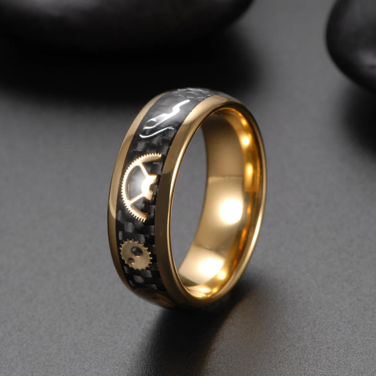 SteamPunk Real gear Gold Ring 