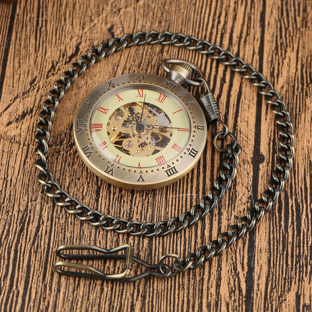 Steampunk Unique Vintage Bronze  Mechanical pocket watch 