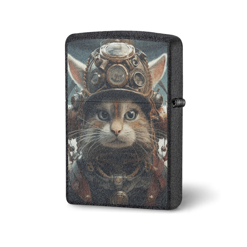 Steampunk lighter Zippo case cat